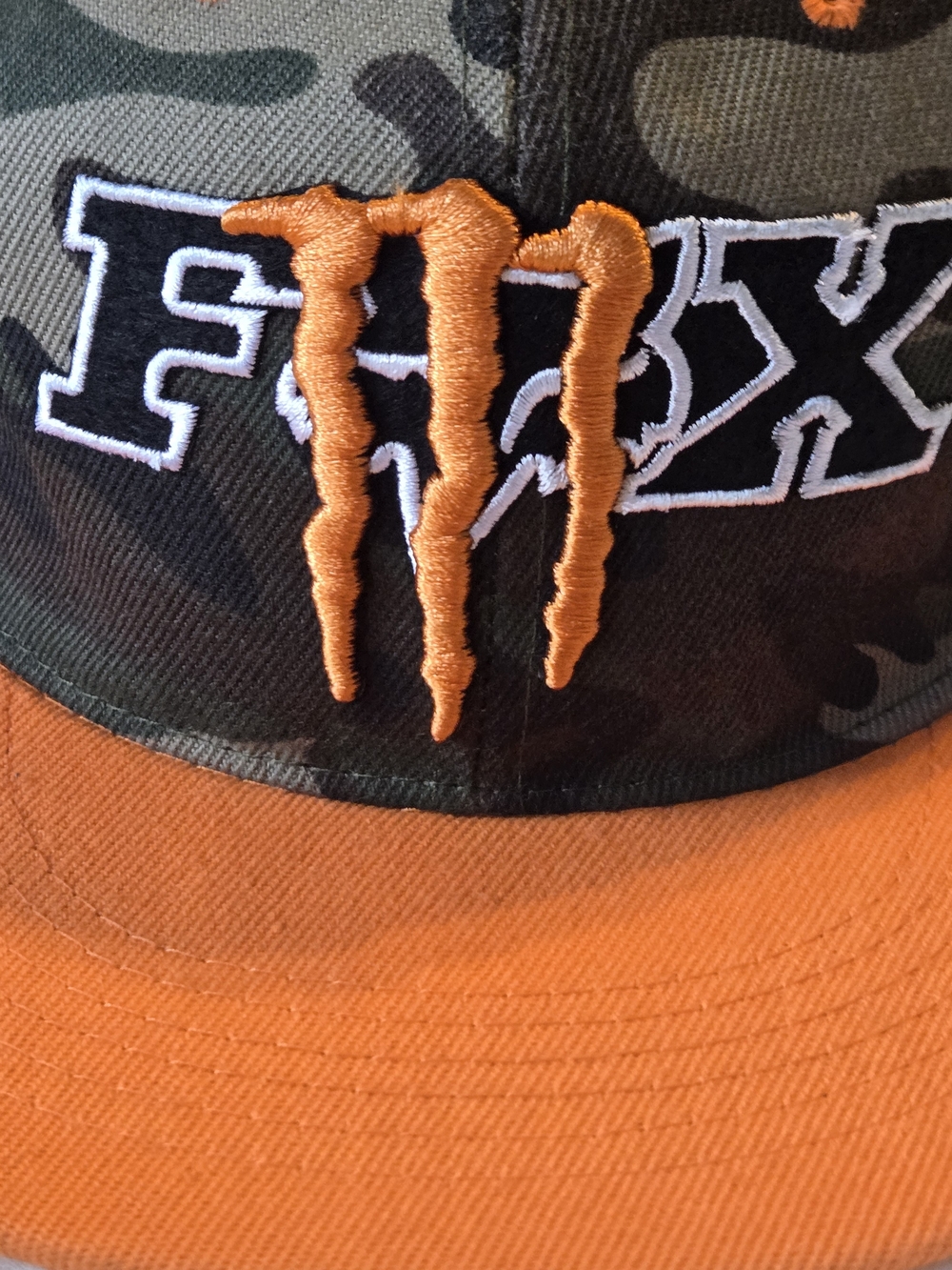 Fox Racing x Monster Energy Hat Camo Orange Snapback Flat Bill Motocross OSFA